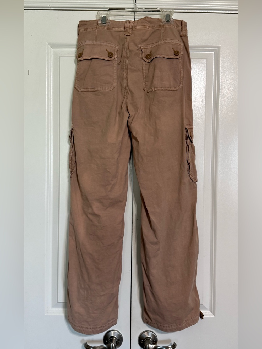 American Eagle SZ 8 Baggy Jogger Cargo Pants Khaki High Rise Streetwear Stretch - Picture 3 of 11